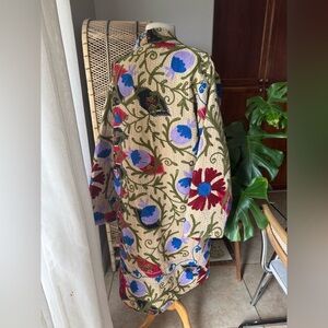 One-of-a-Kind Floral Embroidered Kimono Jacket Robe | Heavyweight | Boho Artwear